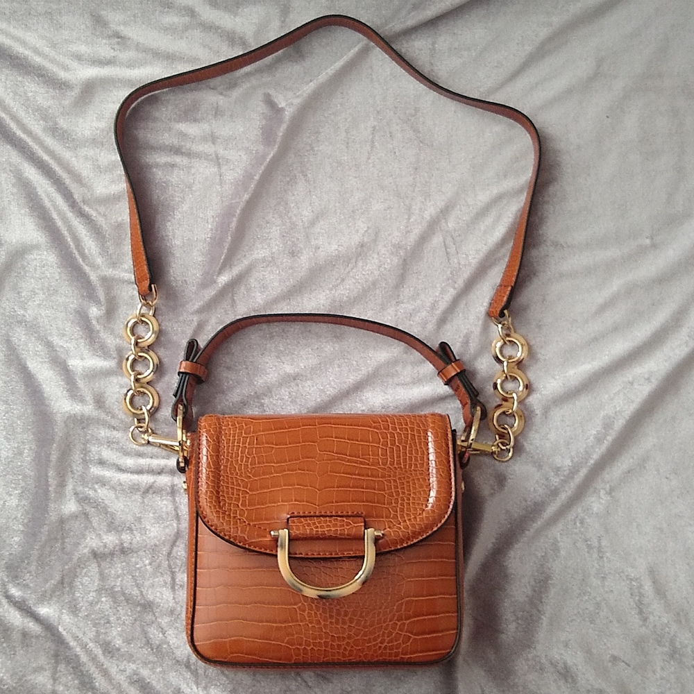 Topshop Carrie Croc Shoulder Bag